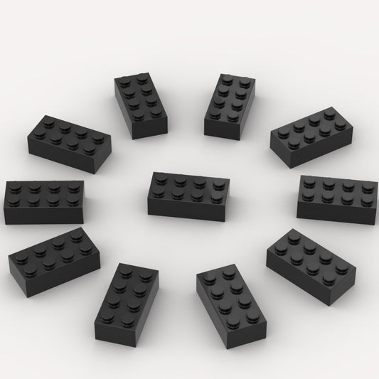 YUJHITP black 2x4 brick for LEGO-compatible builds and bulk play.