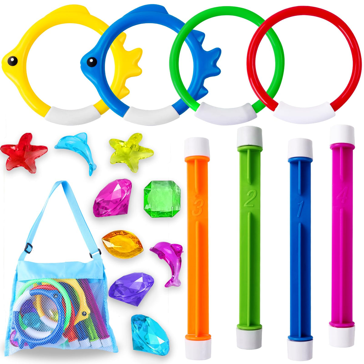 YUJUN 18pcs pool diving toys set ready for water play and party fun