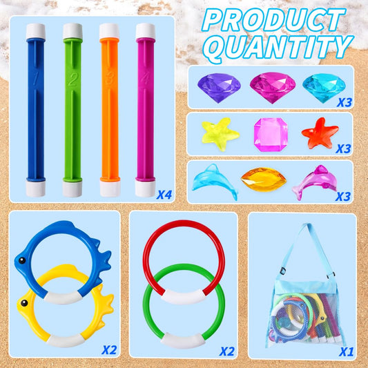 YUJUN diving sticks shown ready to dive for treasure hunts in the pool