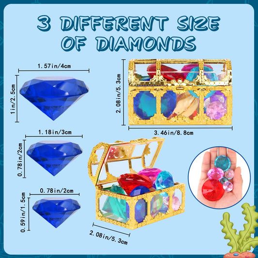 YUJUN silver chest with ocean gems for group pool games