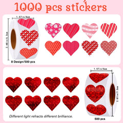 YUJUN glossy laser-paper heart stickers add shine to envelopes.