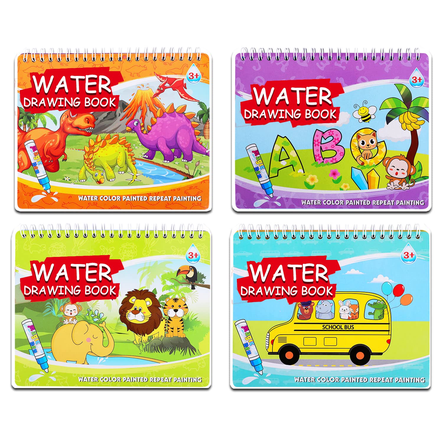 YUKEZOOG water drawing book with dinosaur theme ignites imagination using color reveal