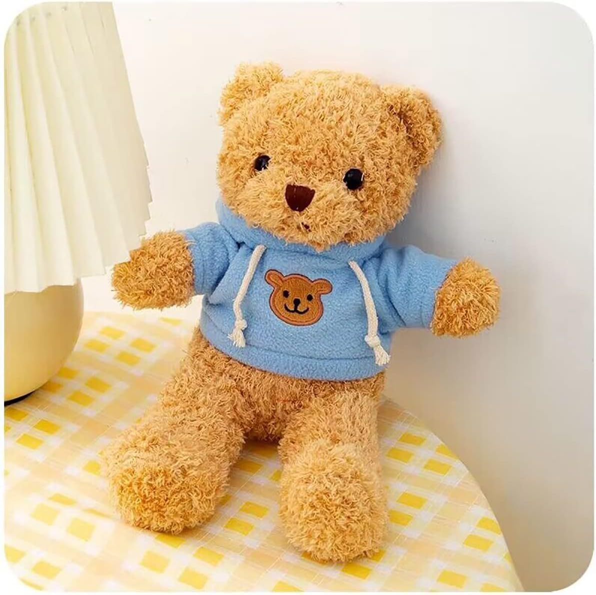 YUKOUQIAN blue teddy bear plush close-up of fluffy fabric for comfort