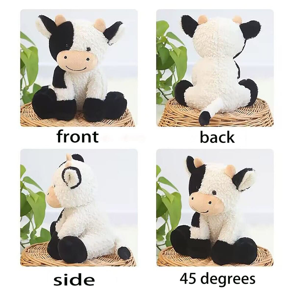 YUKOUQIAN cow plush alongside a child for playtime and comfort.