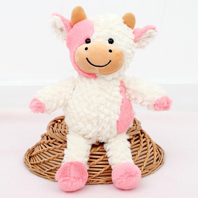 YUKOUQIAN cow plush 11.8 inch pink ultra soft fabric for cuddles and comfort