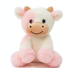 Gift-ready YUKOUQIAN cow plush 8inch light pink idea scene