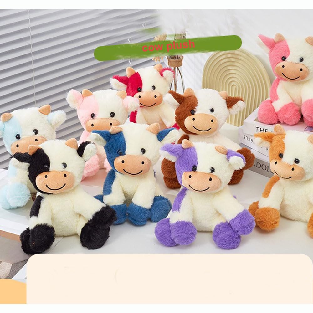 YUKOUQIAN cow plush on a bed, perfect bedtime companion.