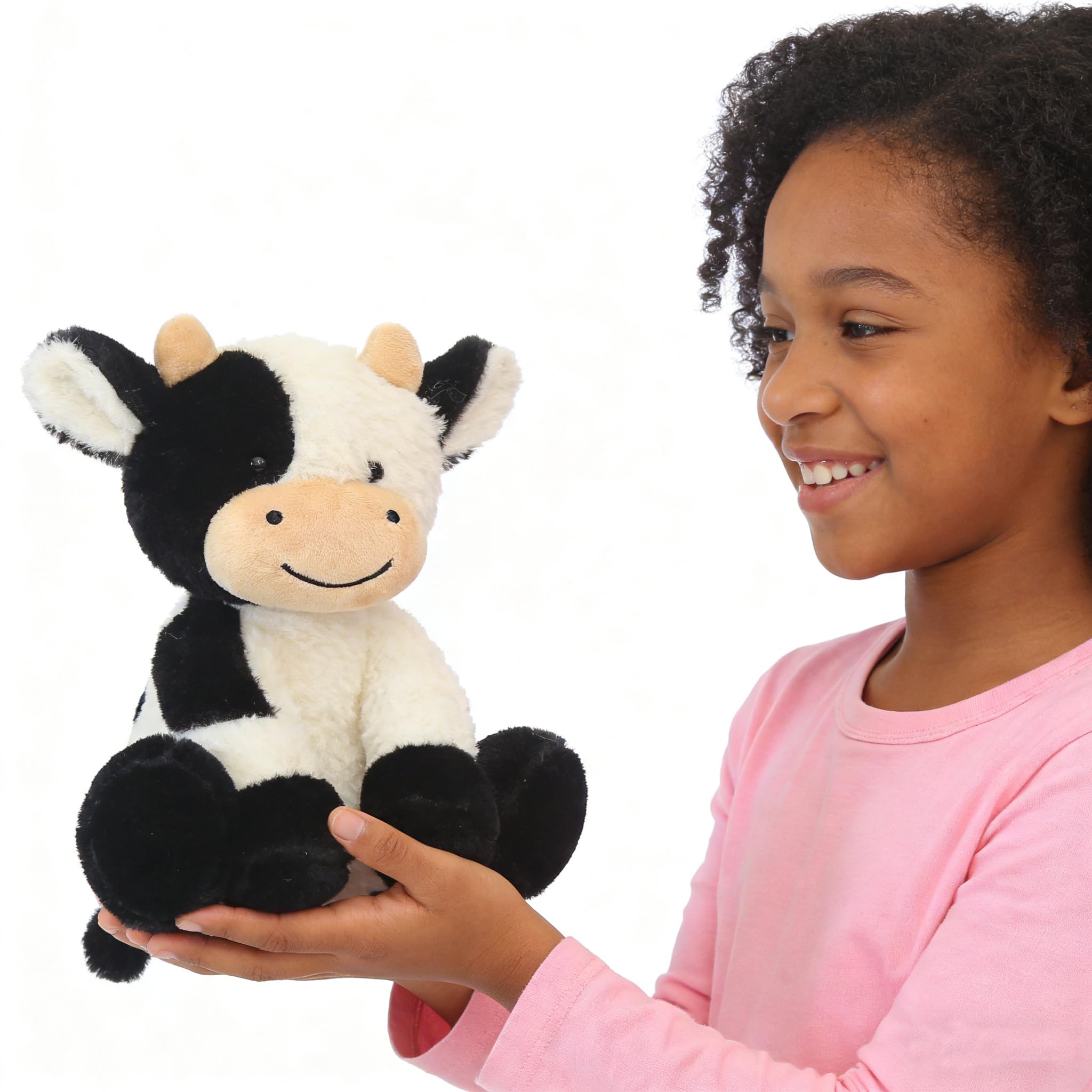 YUKOUQIAN cow plush close-up showing soft fabric for cuddles