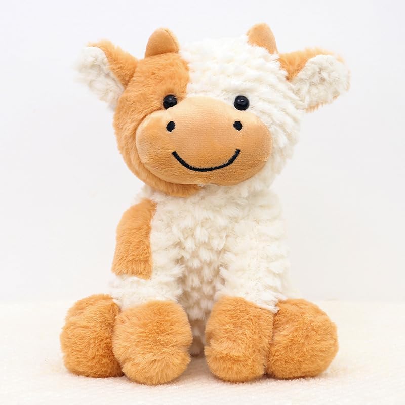 YUKOUQIAN cow plush doll soft fabric close-up, ultra-soft texture ideal for hugs every night.