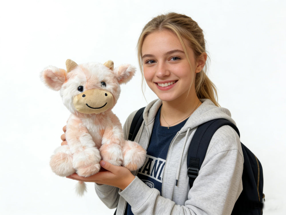 YUKOUQIAN cow plush soft fluffy fabric for gentle hugs during story time.