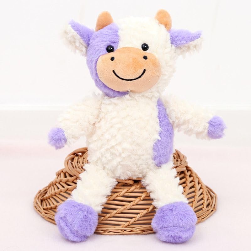 YUKOUQIAN cow plush on bed with soft fabric for hugs.