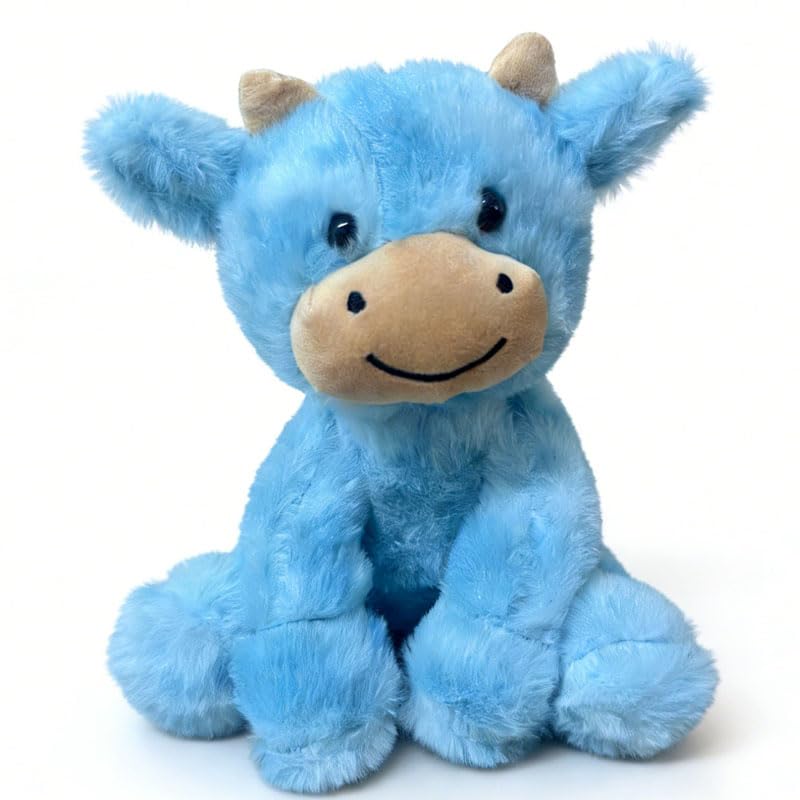 YUKOUQIAN cute cow plush 8-inch blue ready for cozy cuddle sessions.