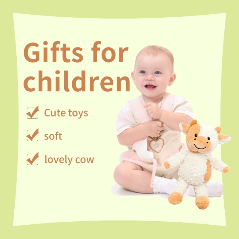 YUKOUQIAN soft cow stuffed animal close-up for gentle hugs