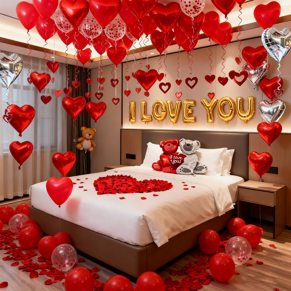 YuleFang 12in red heart latex balloons for quick romantic party decor