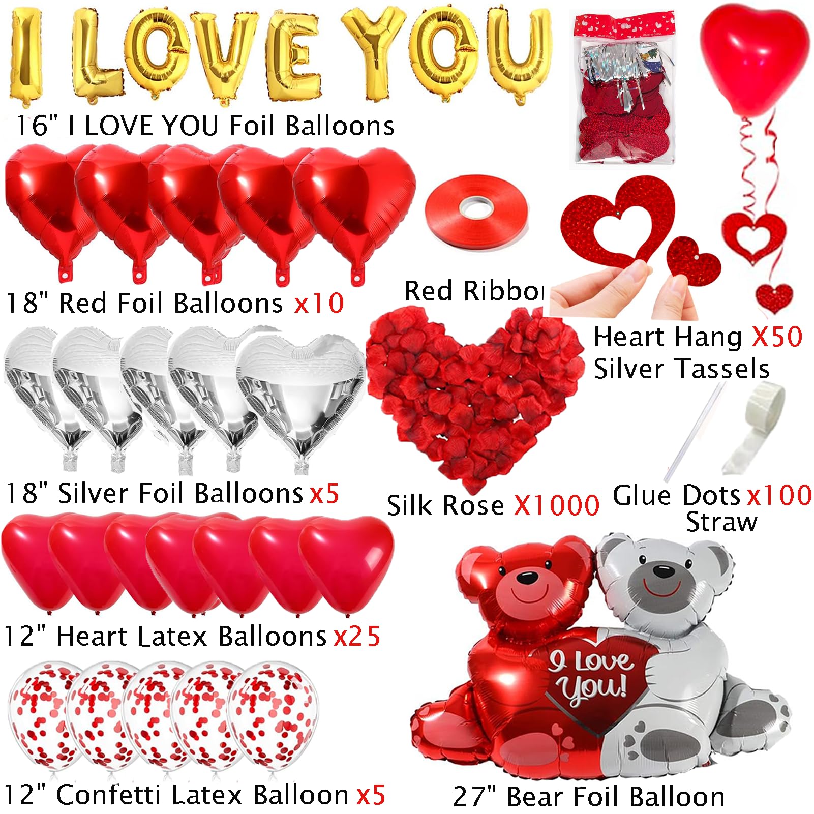 YuleFang 18in red heart foil balloons add striking focal points to celebrations