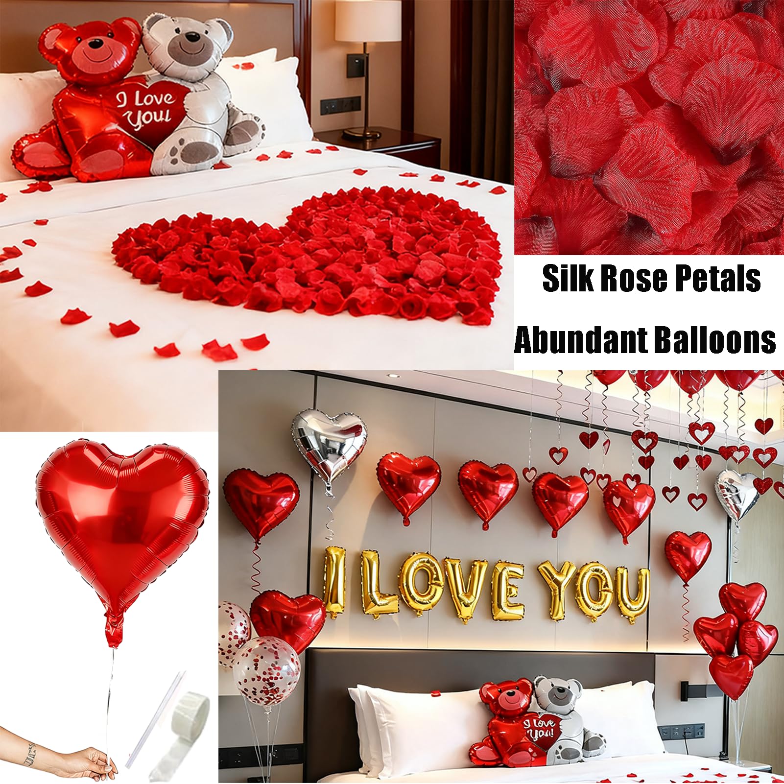 YuleFang 18in silver heart foil balloons for elegant anniversary ambiance