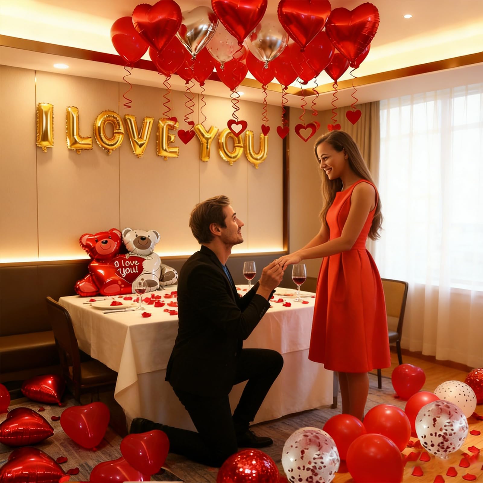 YuleFang sparkling heart hanging ornaments enhance ceiling or balloon clusters