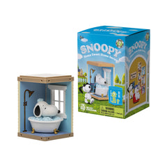 YuMe Snoopy Belle at the mirror, welcoming shelf display for home decor.