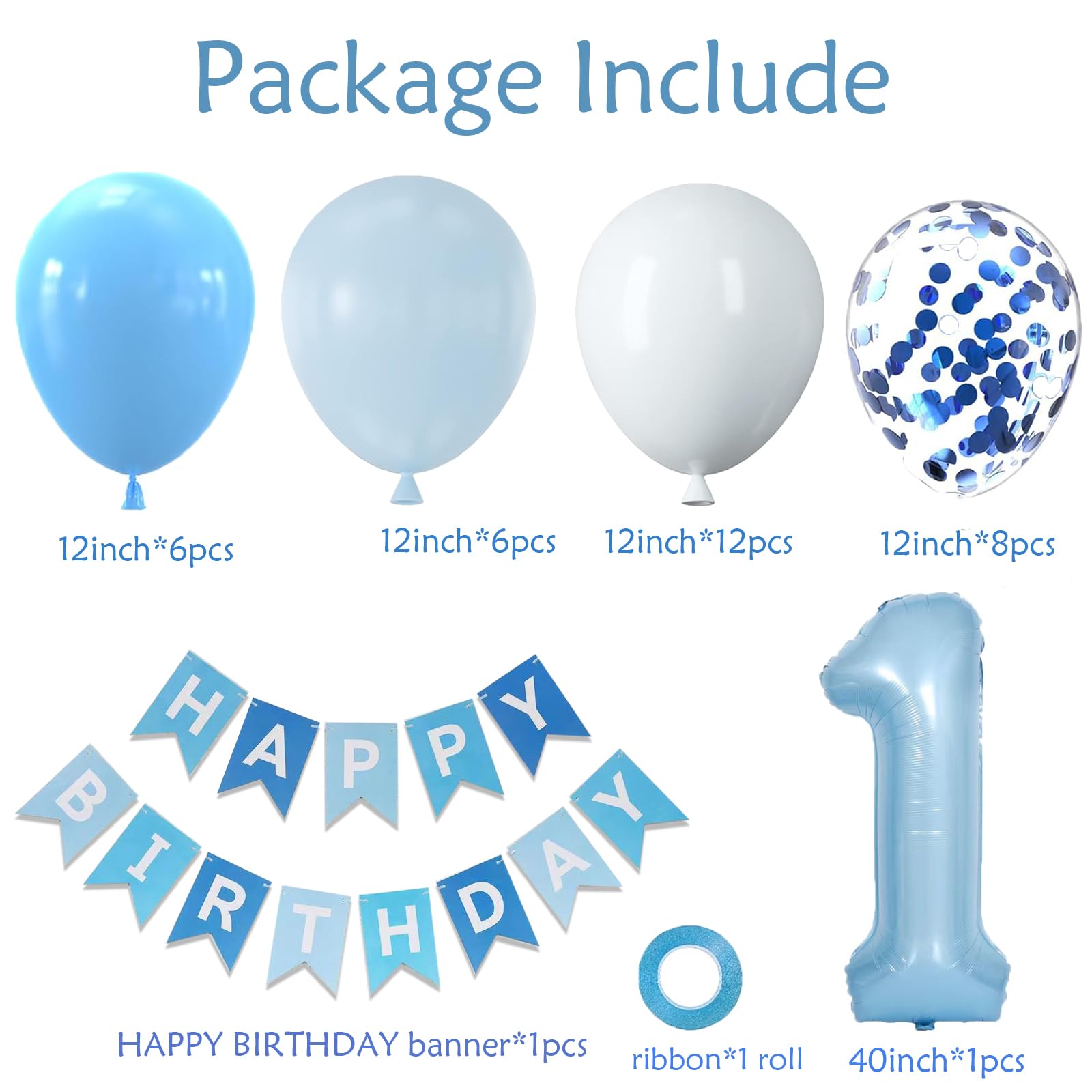 Yumiche pastel blue 12-inch balloons create soft, cohesive color accents