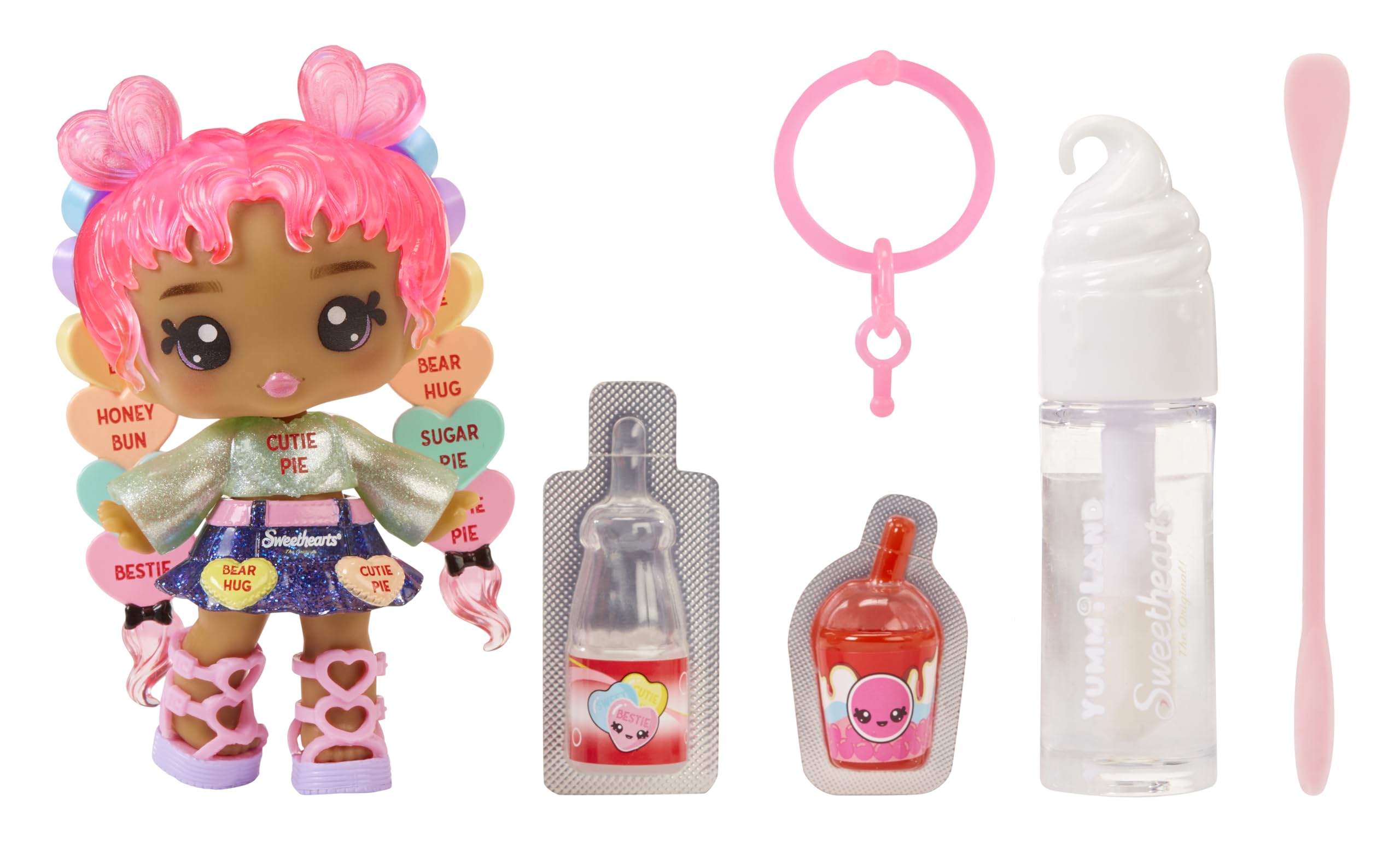 Yummiland Ruby Hearts lip gloss doll featuring Sweethearts-inspired style for gifting moments