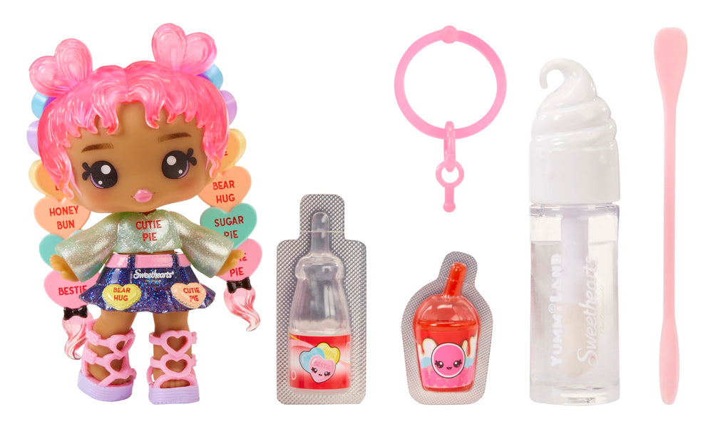 Yummiland Ruby Hearts lip gloss doll featuring Sweethearts-inspired style for gifting moments