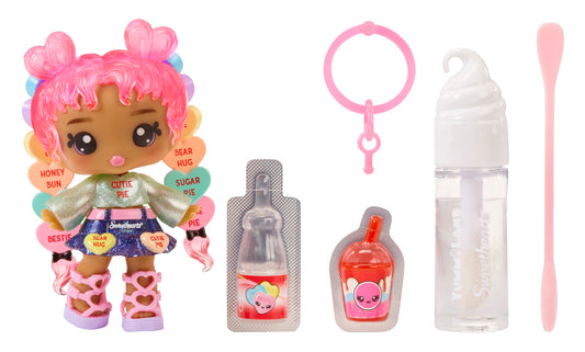 Yummiland Ruby Hearts lip gloss doll featuring Sweethearts-inspired style for gifting moments