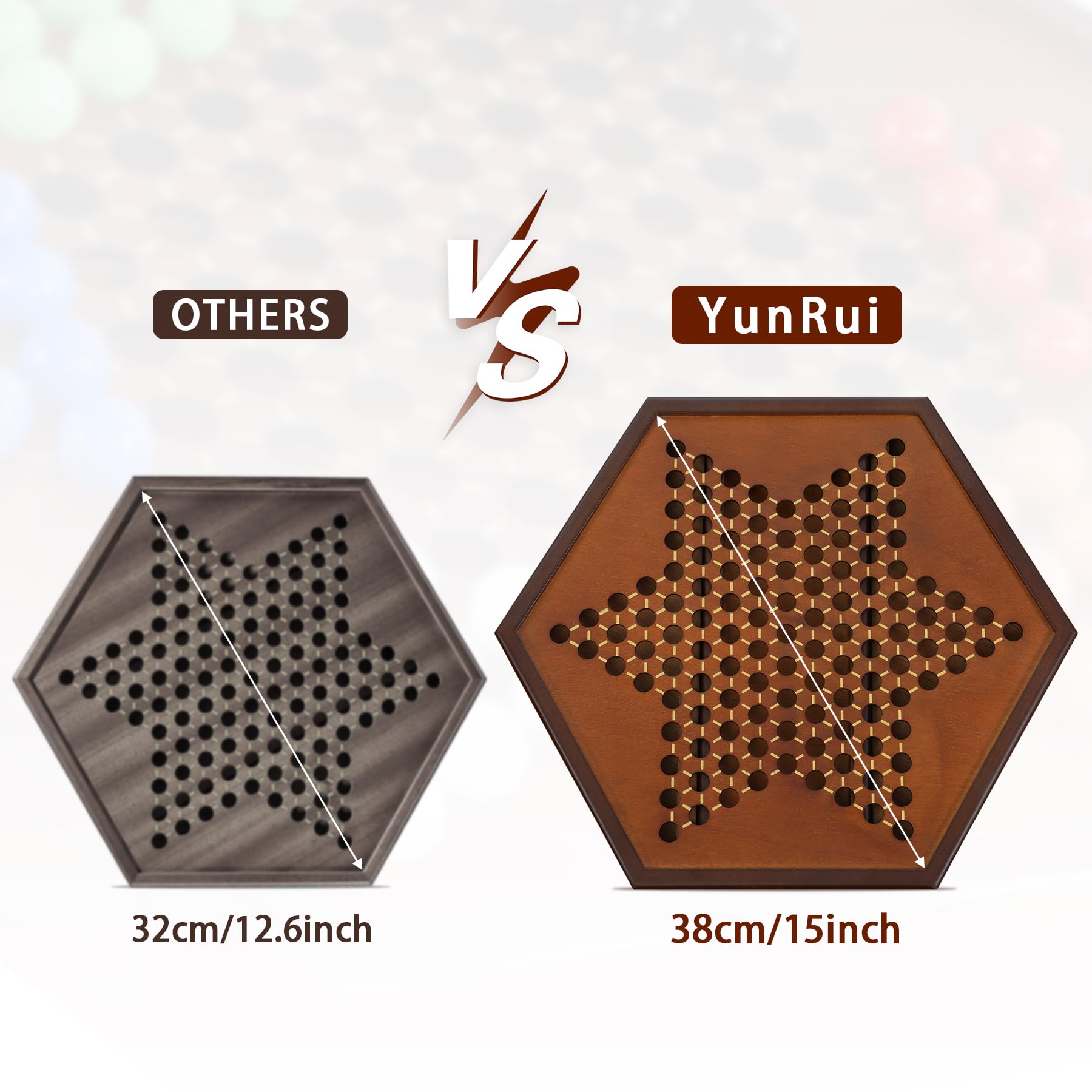 YUN RUI Chinese Checkers board with built-in drawer for storage.