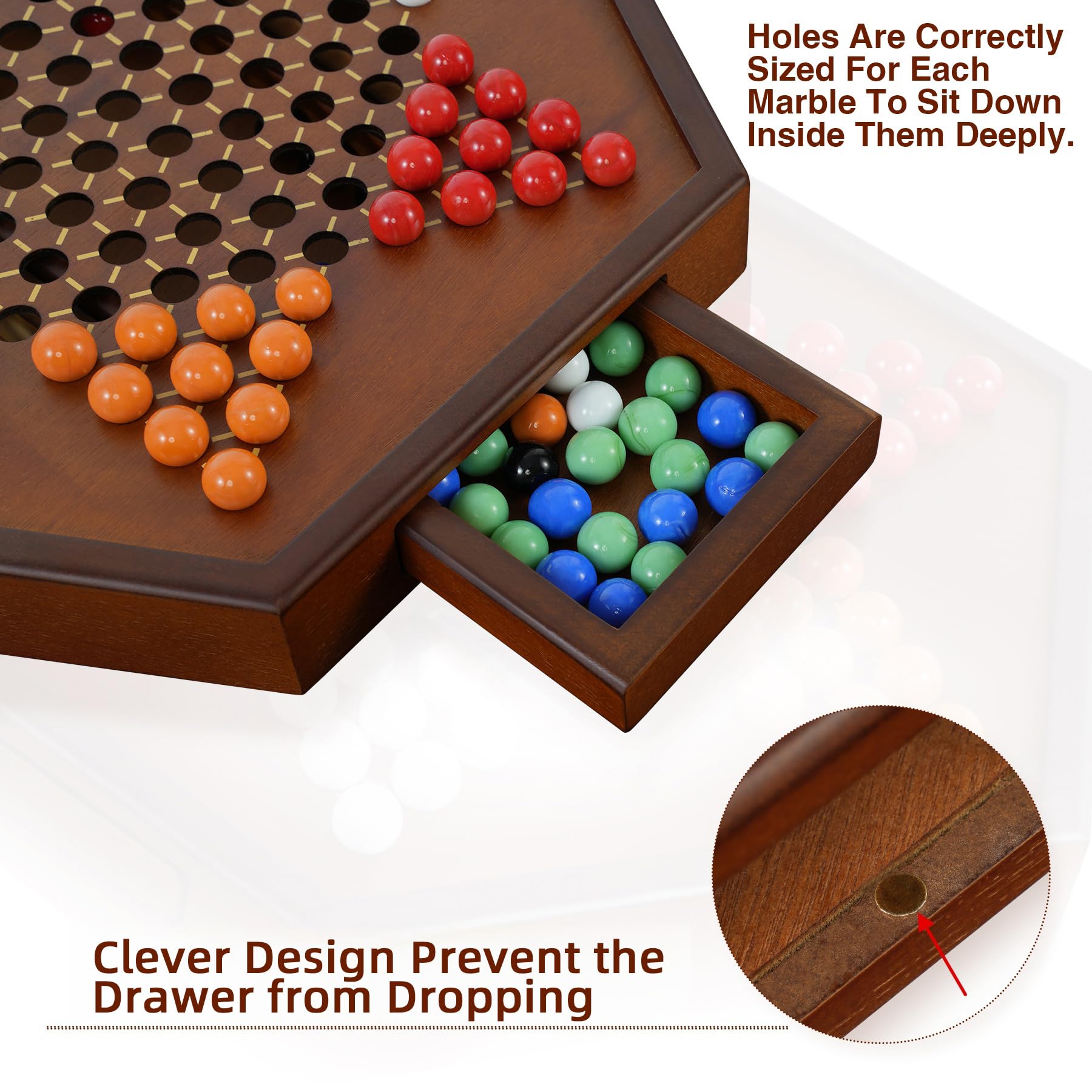 YUN RUI Chinese Checkers marbles in six colors brighten rounds.