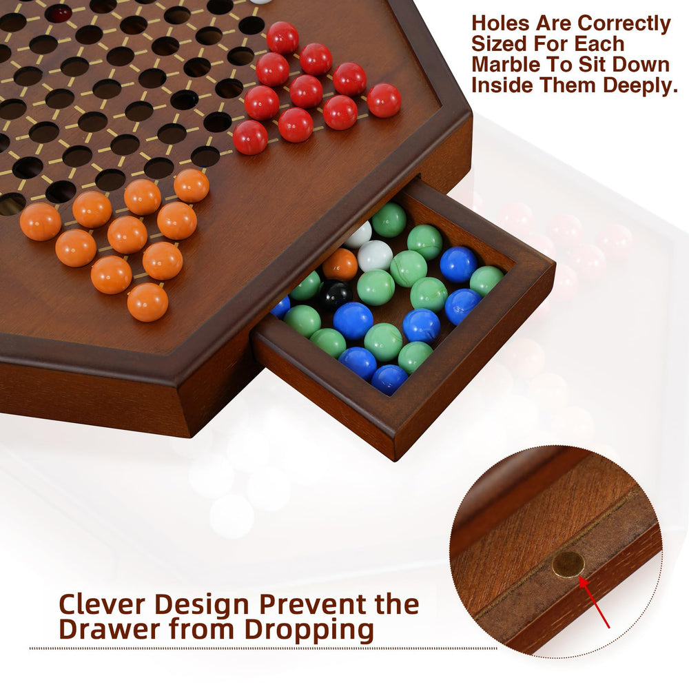 YUN RUI Chinese Checkers marbles in six colors brighten rounds.