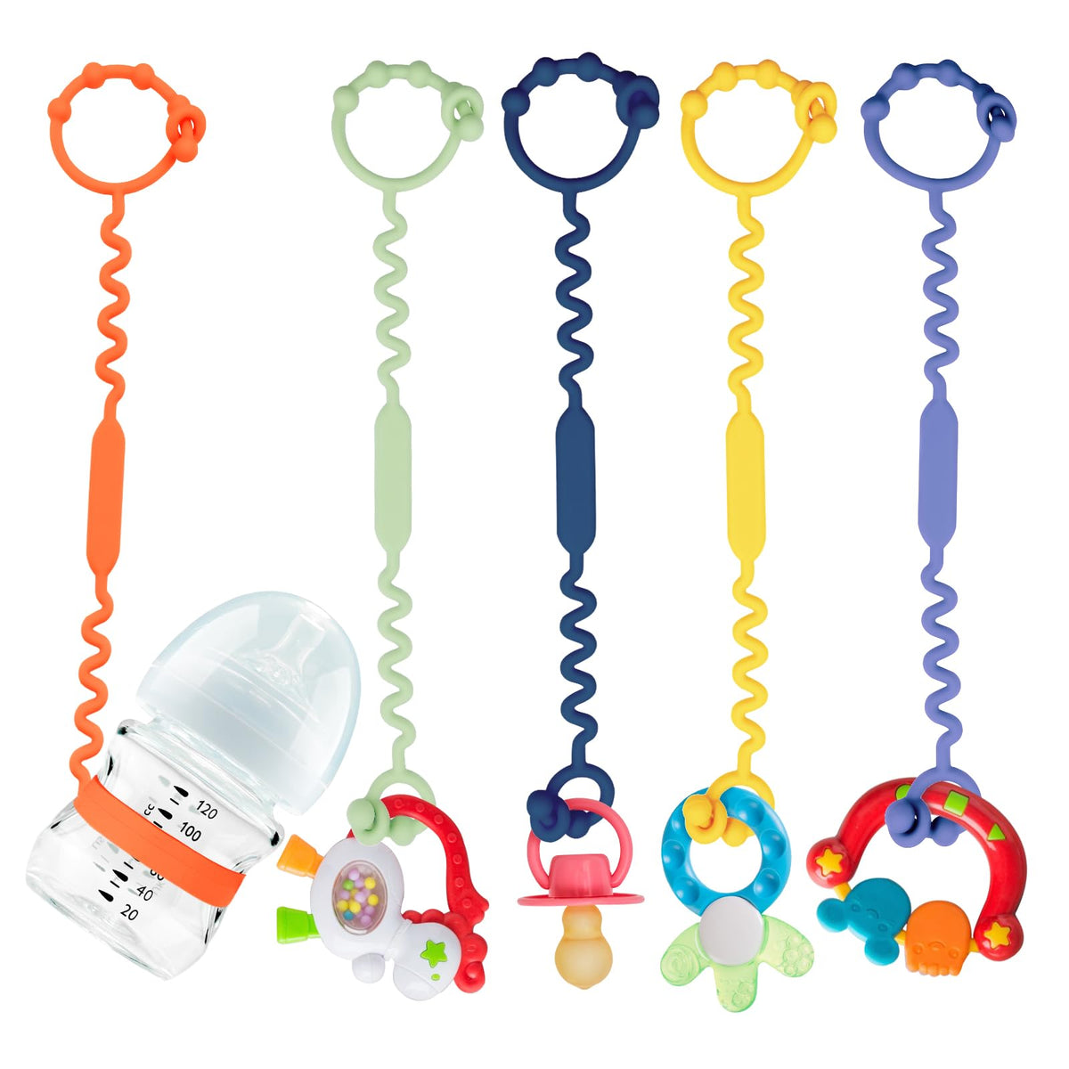 Yunaeduo toy straps secure toys to stroller, preventing drops during walks.