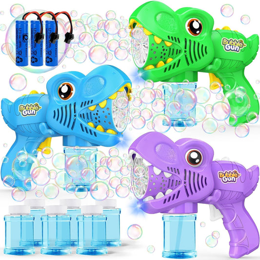 Yunaking 3 Bubble Guns in green-blue-purple for vibrant outdoor play