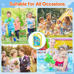 Yunaking bubble solution outdoors at a family party