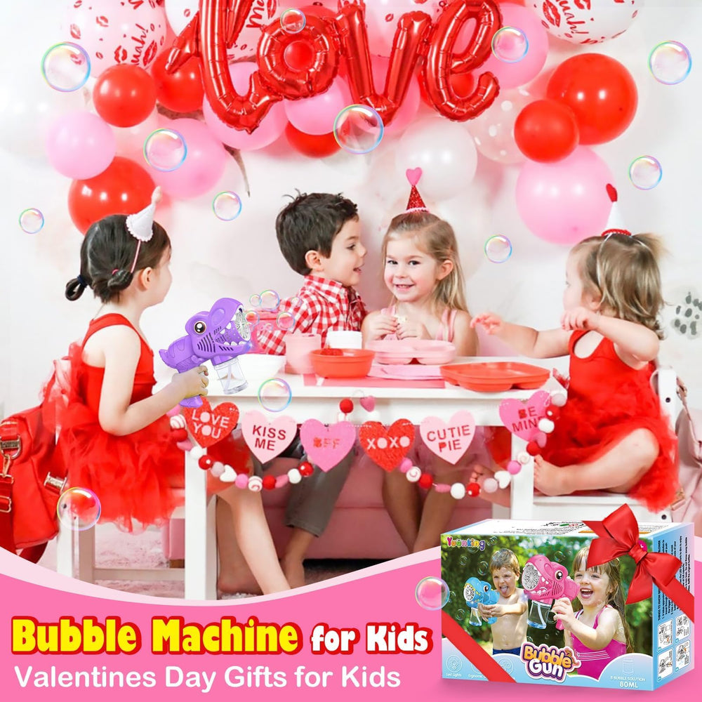 Yunaking party favors bubble gun for birthdays and events.