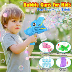 Yunaking rechargeable battery bubble gun for mess-free outside fun.