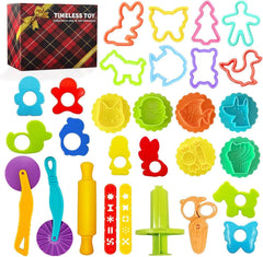 Yunerkita dough tool set box with vibrant shapes and colors for creative play