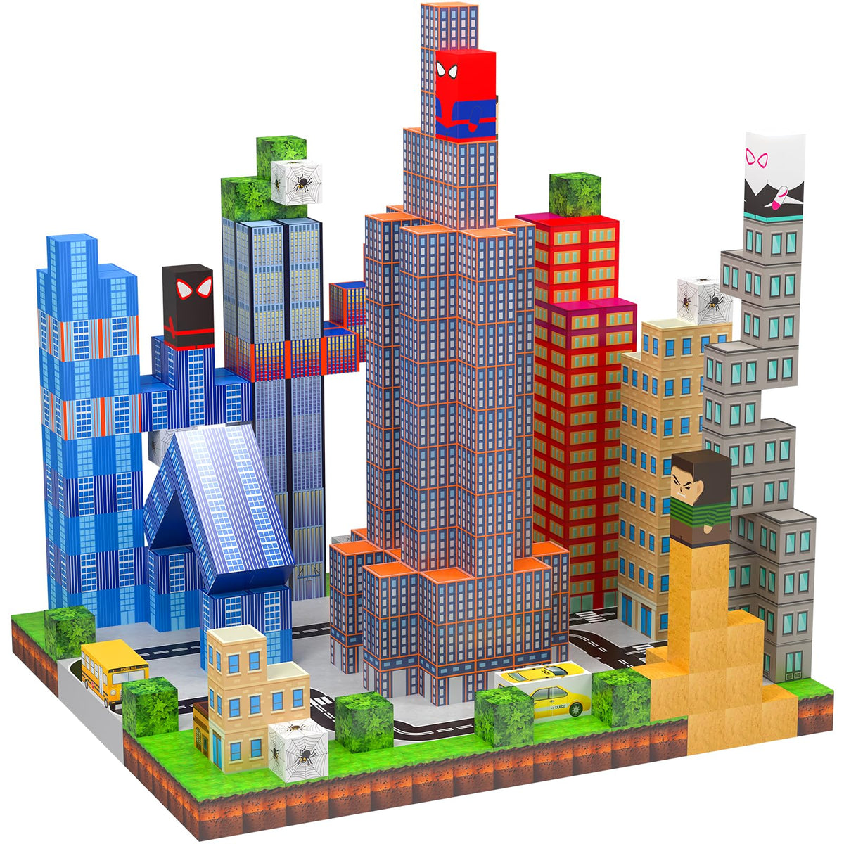 YUNGOWN spider-theme magnetic blocks for creative city-building play