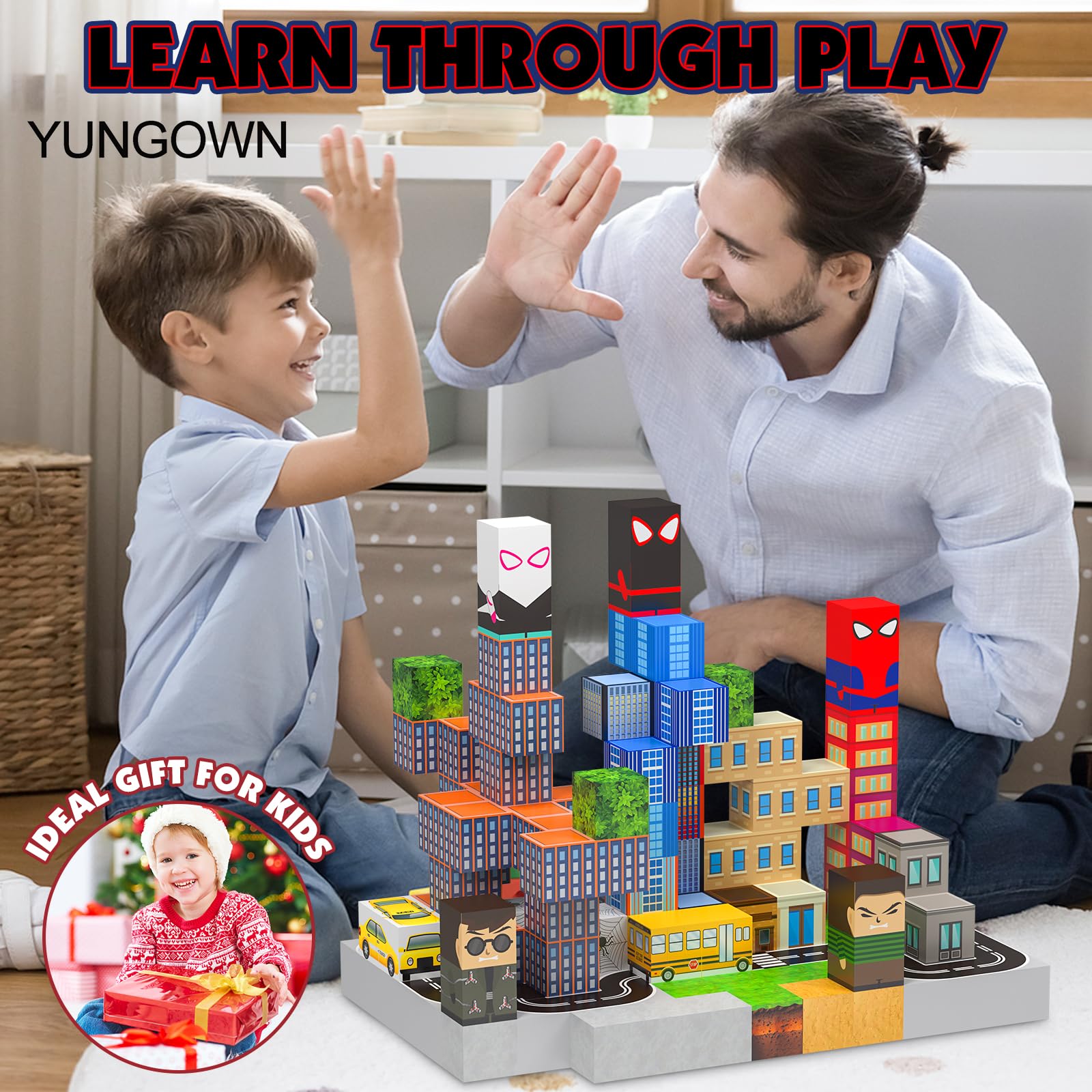 Waterproof, easy-to-clean YUNGOWN blocks in action during play