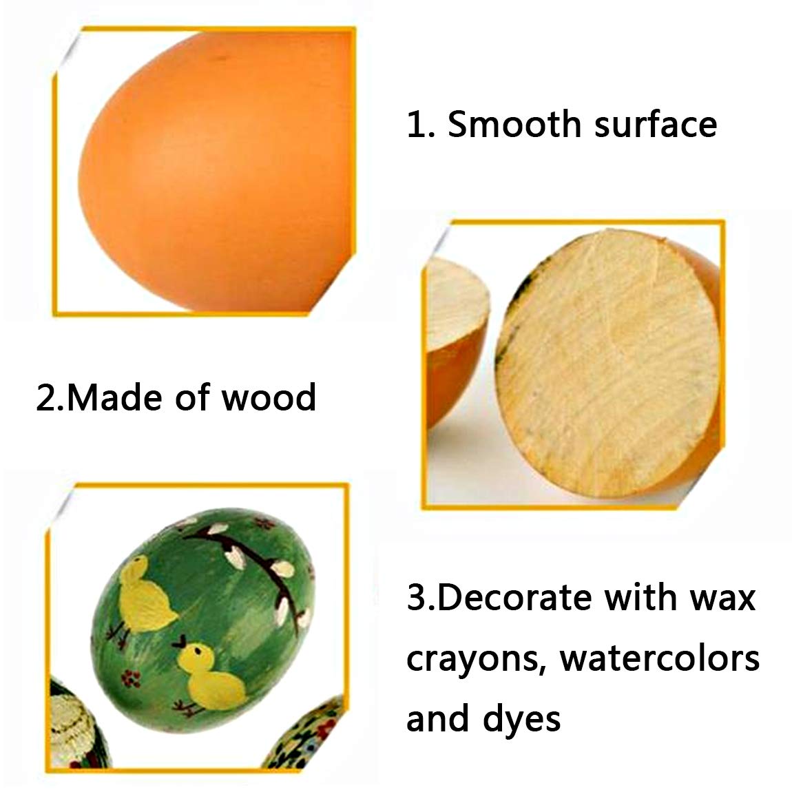 YunKo brown wooden eggs perfect for Easter crafts and DIY projects.