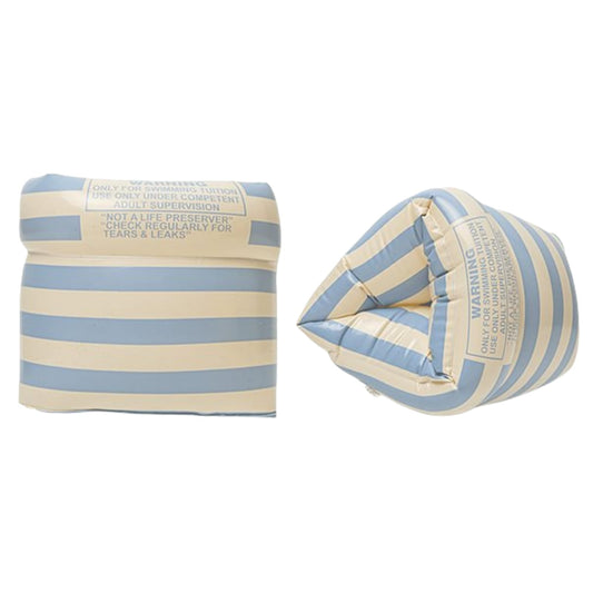 YUNLOVXEE arm floaties blue striped front view provide buoyant support for confident pool play.