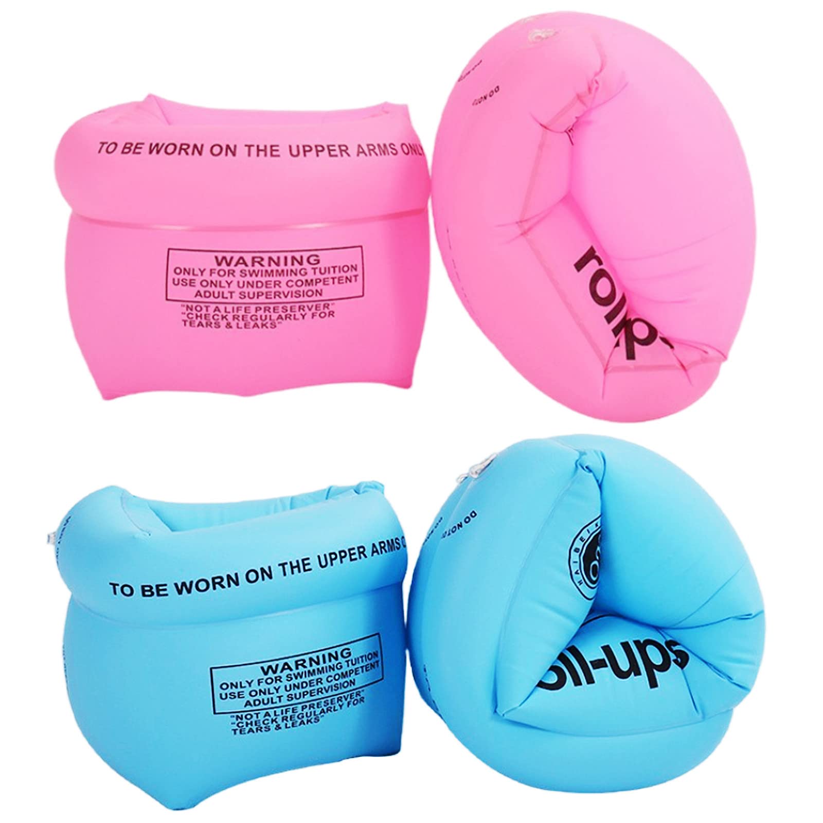 YUNLOVXEE arm floaties for kids in pink and blue offering comfortable pool support