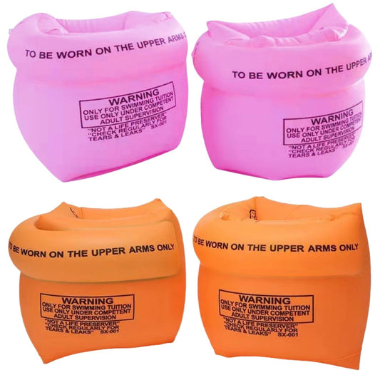 YUNLOVXEE arm floaties in pink and orange pack for beginner swimmers
