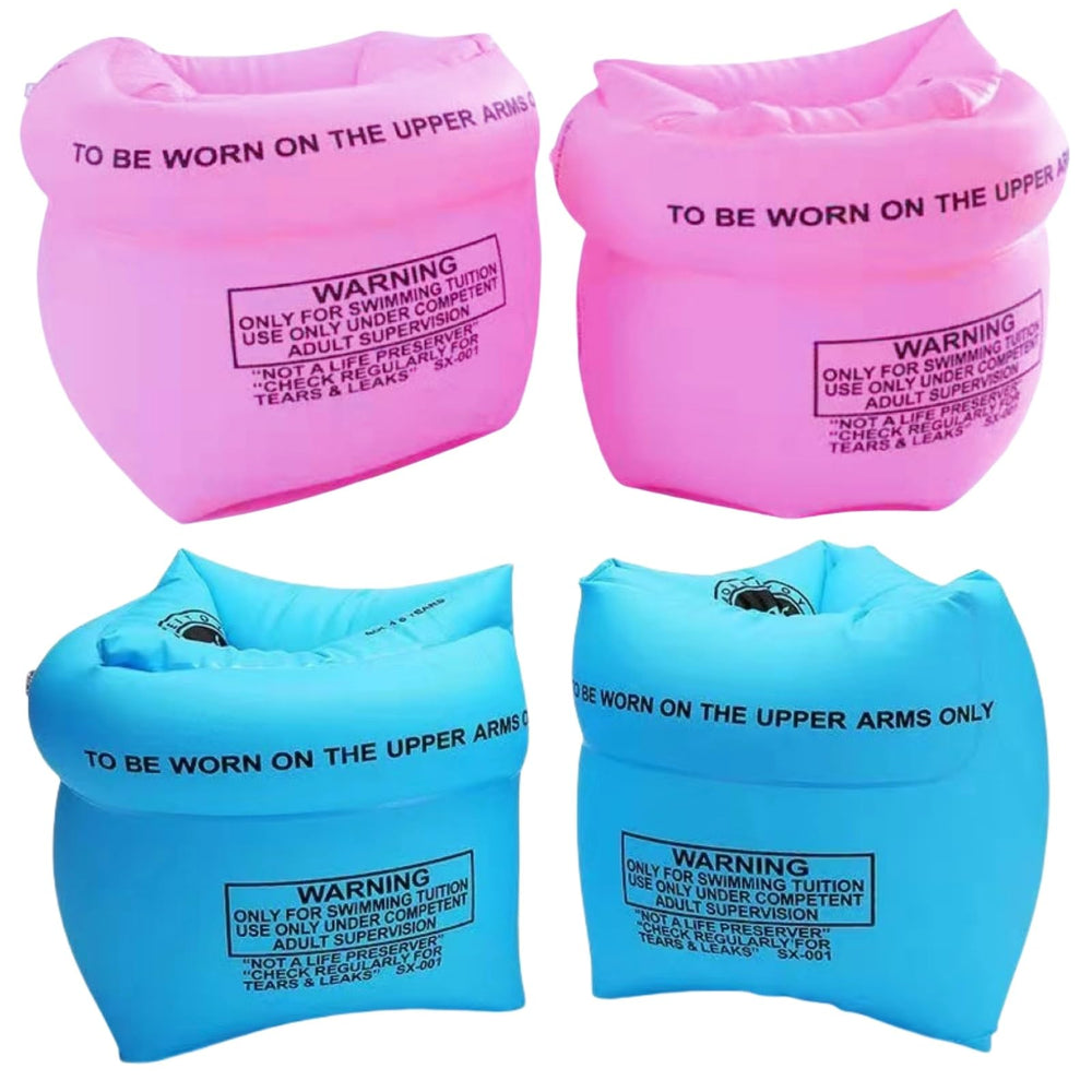 YUNLOVXEE arm floaties pink pack on arms for easy swimming learning.