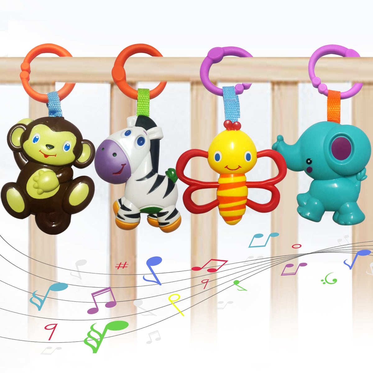 YUNLOVXEE elephant rattle enhances visual focus with easy grip for infants.