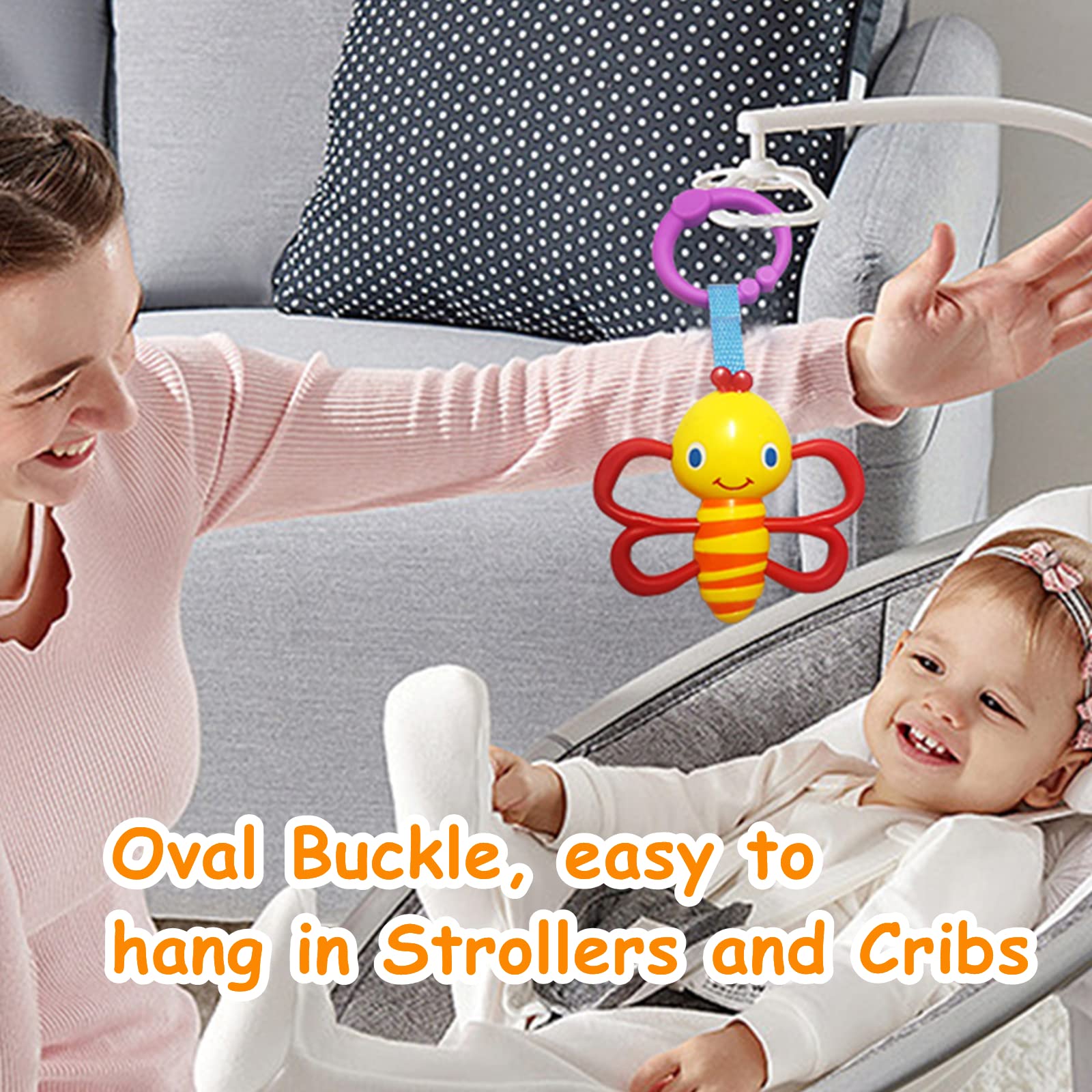 YUNLOVXEE monkey rattle invites reaching and shaking to support motor play.