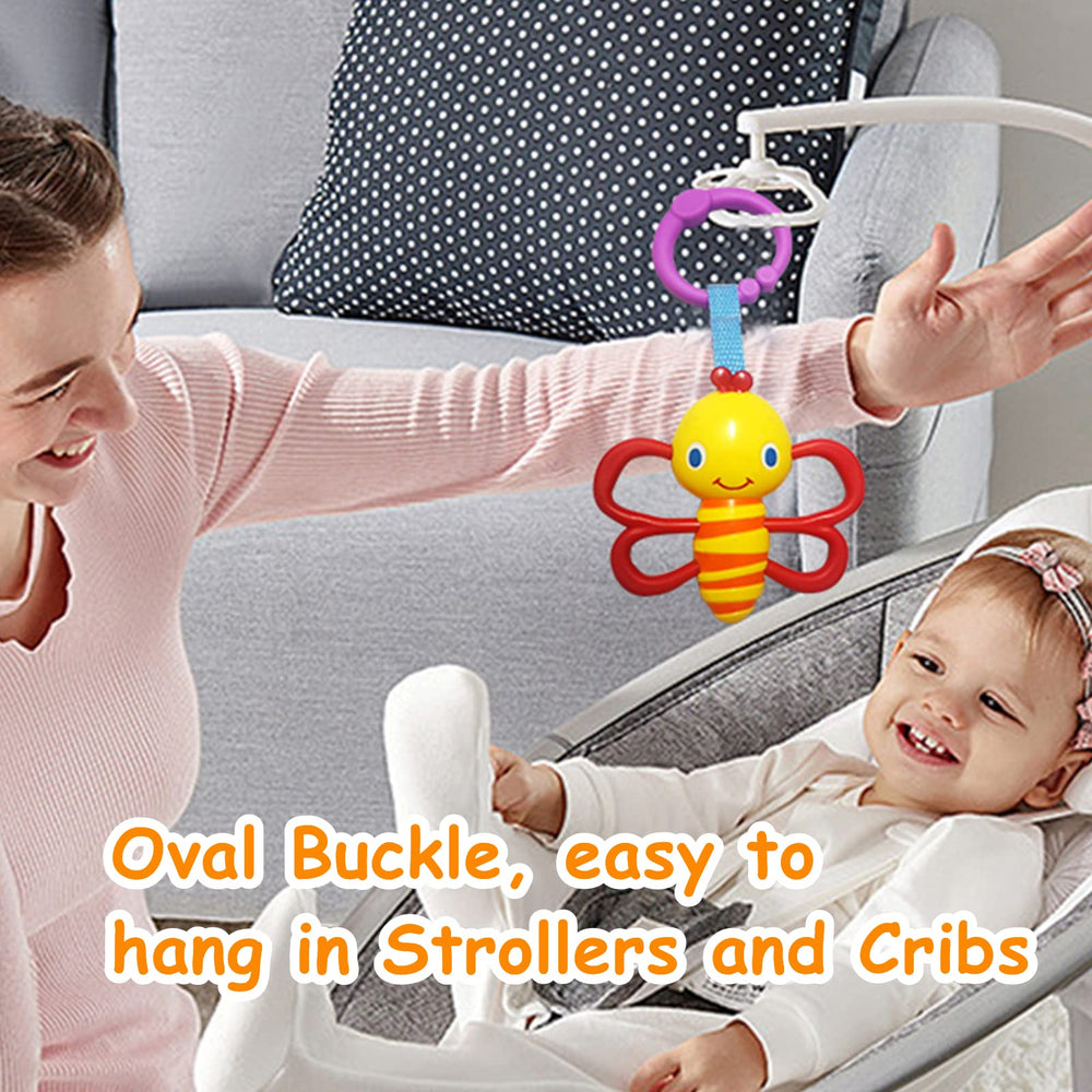 YUNLOVXEE monkey rattle invites reaching and shaking to support motor play.