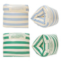 YUNLOVXEE vintage-striped arm floaties in blue-green, front view showing buoyant support