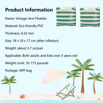 YUNLOVXEE arm floaties blue-green stripes, side view for comfortable wear