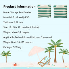 YUNLOVXEE arm floaties blue-green stripes, side view for comfortable wear