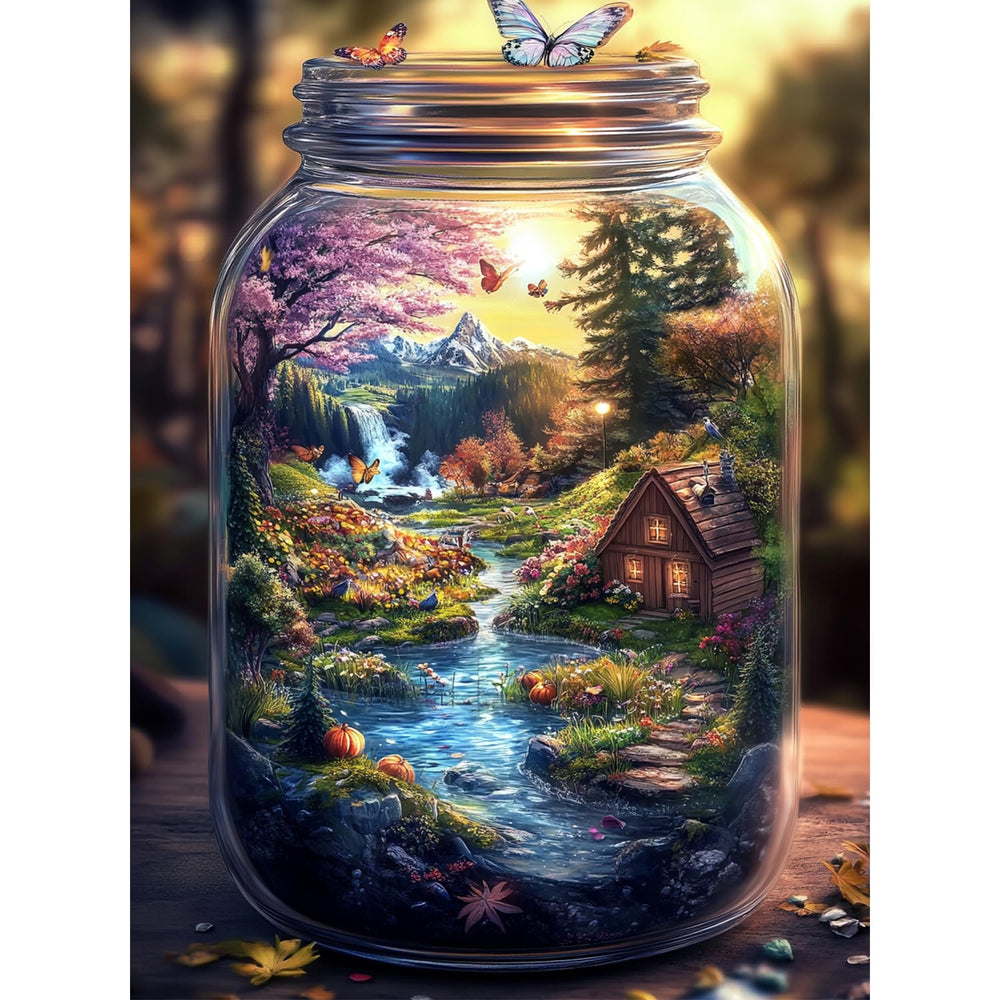 Yunlus World in a Bottle Nature's Dream puzzle scene enhances relaxed focus during puzzling.
