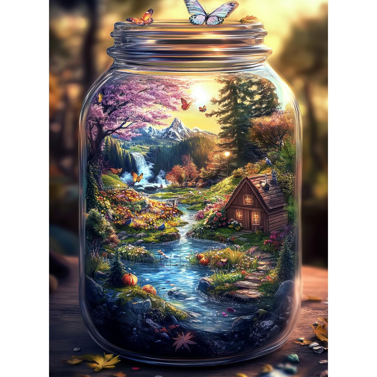Yunlus World in a Bottle Nature's Dream puzzle scene enhances relaxed focus during puzzling.